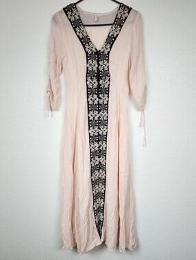 Free People Size 2 Embroidered Sheer Pink Dress
